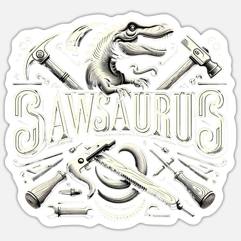 Sawsaurus 5 - Sticker size S (10 x 10 cm) - white matte