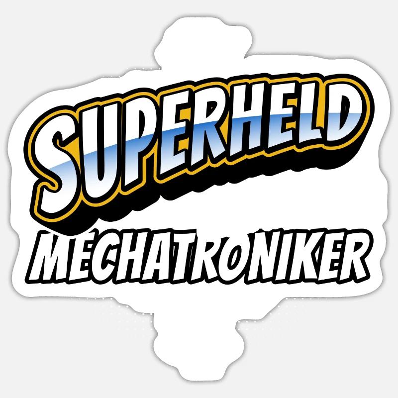 Superheld, clever getarnt als Mechatroniker - Sticker Größe S (10 x 10 cm) - Mattweiß