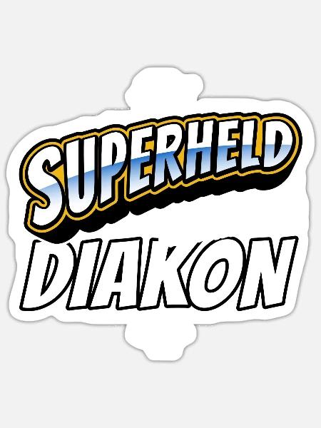 Superheld, clever getarnt als Diakon - Sticker Größe S (10 x 10 cm) - Mattweiß