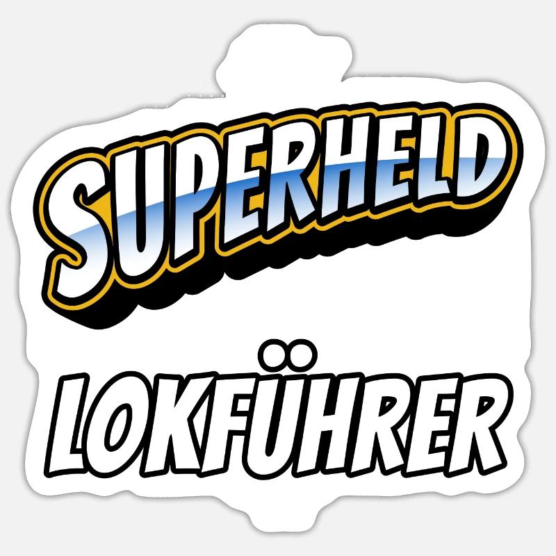 Superheld, clever getarnt als Lokführer - Sticker Größe S (10 x 10 cm) - Mattweiß