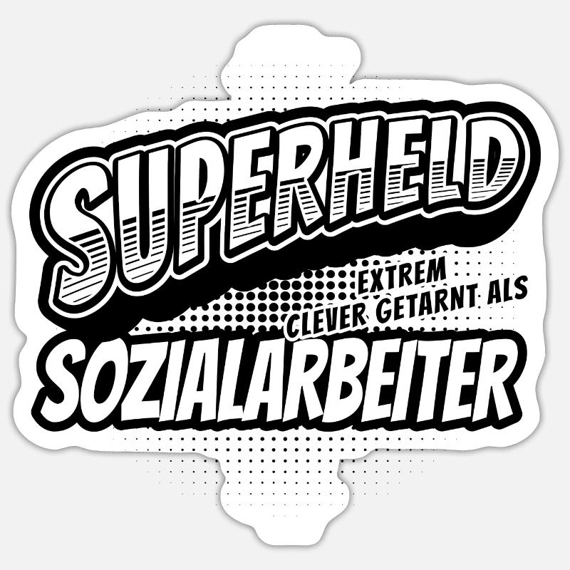 Superheld, clever getarnt als Sozialarbeiter - Sticker Größe S (10 x 10 cm) - Mattweiß