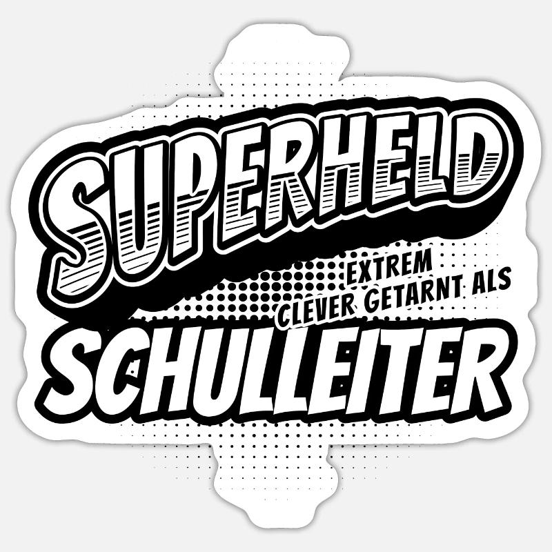 Superheld, clever getarnt als Schulleiter - Sticker Größe S (10 x 10 cm) - Mattweiß