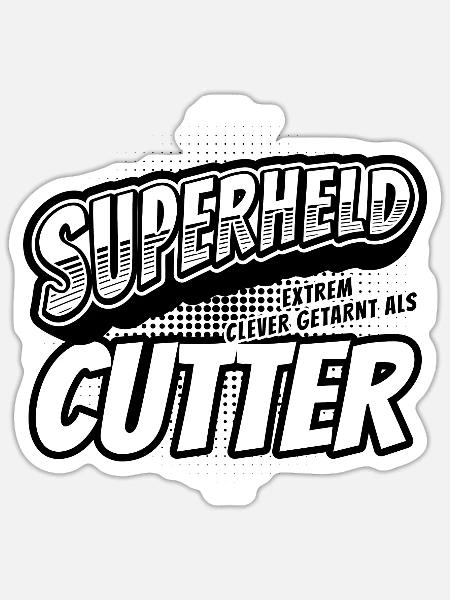 Superheld, clever getarnt als Cutter - Sticker Größe S (10 x 10 cm) - Mattweiß