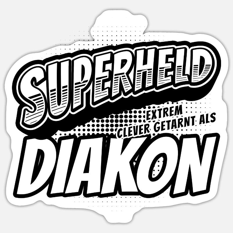 Superheld, clever getarnt als Diakon - Sticker Größe S (10 x 10 cm) - Mattweiß