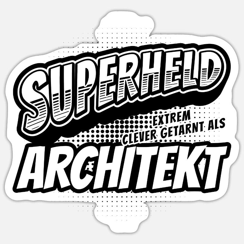Superheld, clever getarnt als Architekt - Sticker Größe S (10 x 10 cm) - Mattweiß