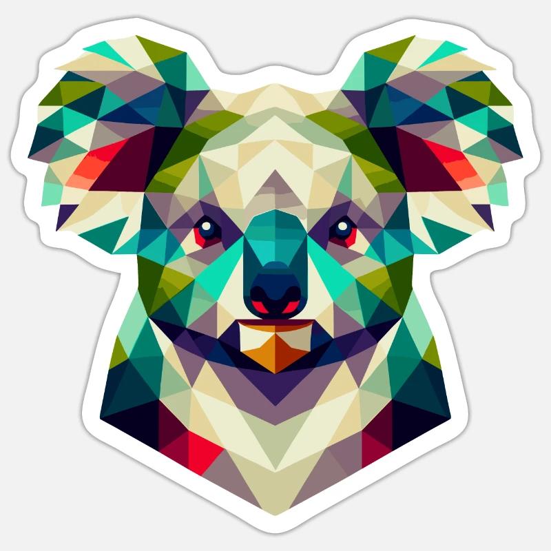 Koala géométrique abstrait - conception de couleurs Sticker taille S (10 x 10 cm)