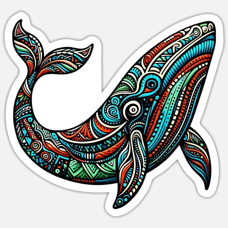 Wal - Sticker Größe S (10 x 10 cm) - Mattweiß