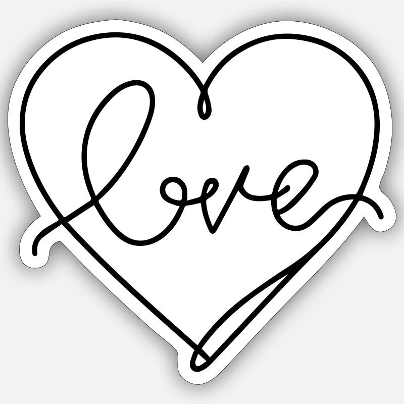 Cœur / Herz / Amour - Sticker taille S (10 x 10 cm) - blanc mat