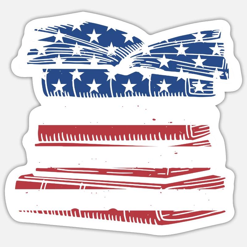 Reader Us Flag Reading - Sticker Größe S (10 x 10 cm) - Mattweiß