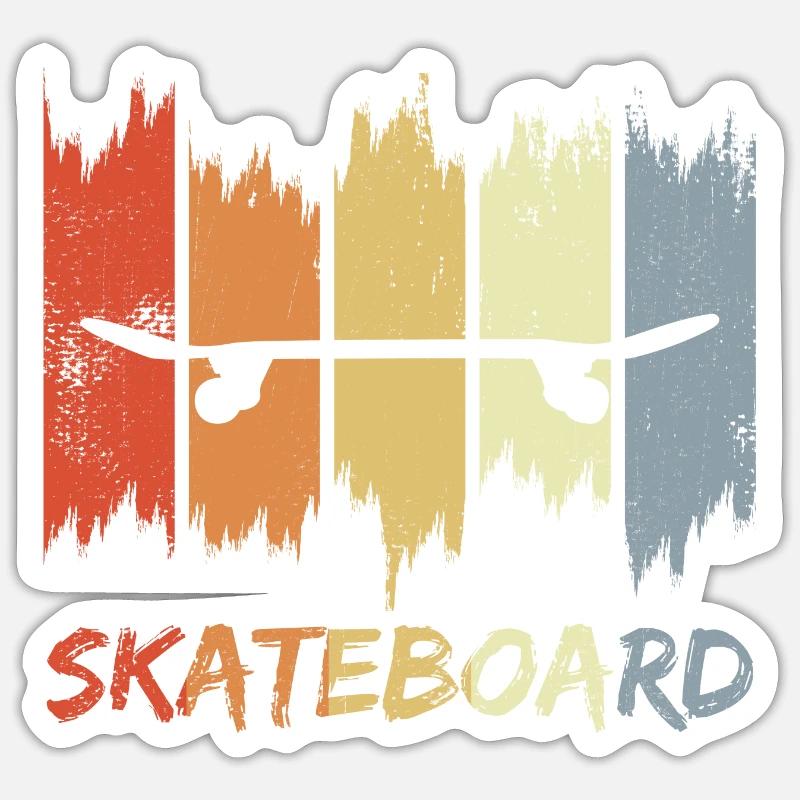 Skateboard Look rétro - Sticker taille S (10 x 10 cm) - blanc mat
