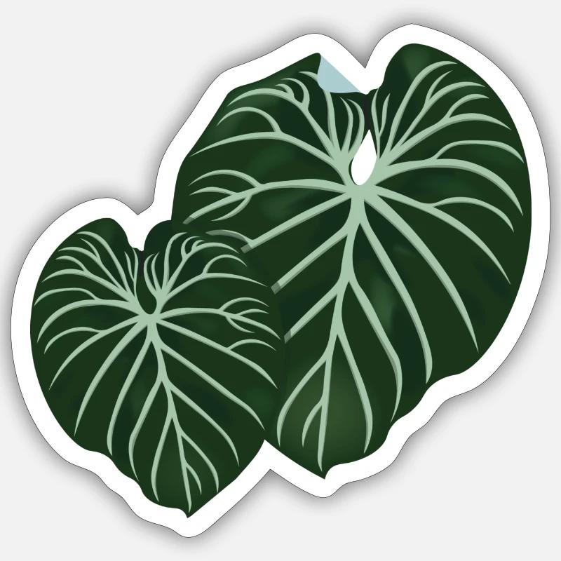 Philodendron Gloriosum - Sticker taille S (10 x 10 cm) - blanc mat