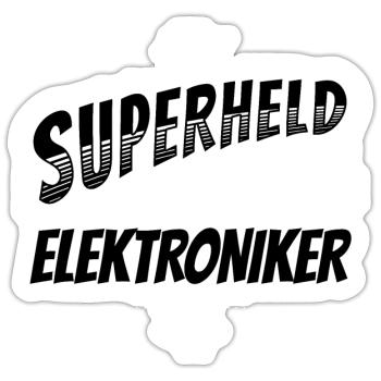 Superheld, clever getarnt als Elektroniker - Sticker Größe S (10 x 10 cm) - Mattweiß - Vorne