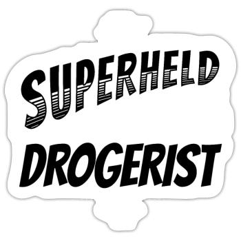 Superheld, clever getarnt als Drogerist - Sticker Größe S (10 x 10 cm) - Mattweiß - Vorne