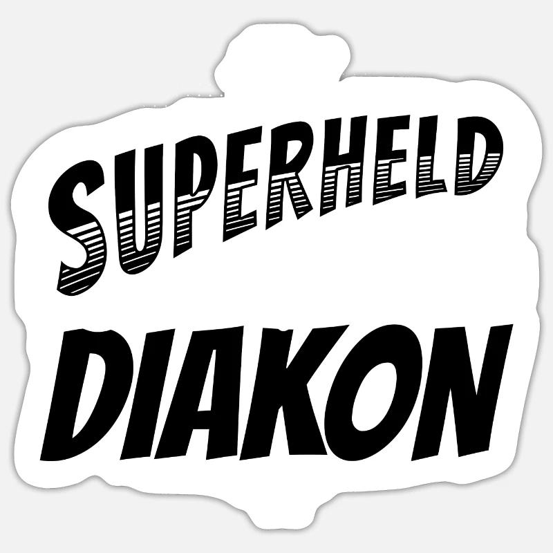 Superheld, clever getarnt als Diakon - Sticker Größe S (10 x 10 cm) - Mattweiß