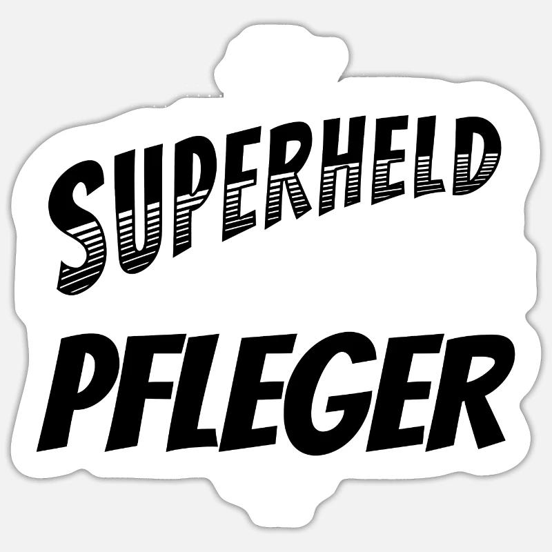 Superheld, clever getarnt als Pfleger - Sticker Größe S (10 x 10 cm) - Mattweiß