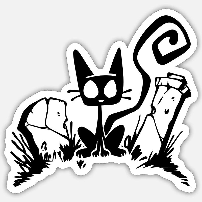 Krypta Schwarze Katze - Sticker Größe S (10 x 10 cm) - Mattweiß