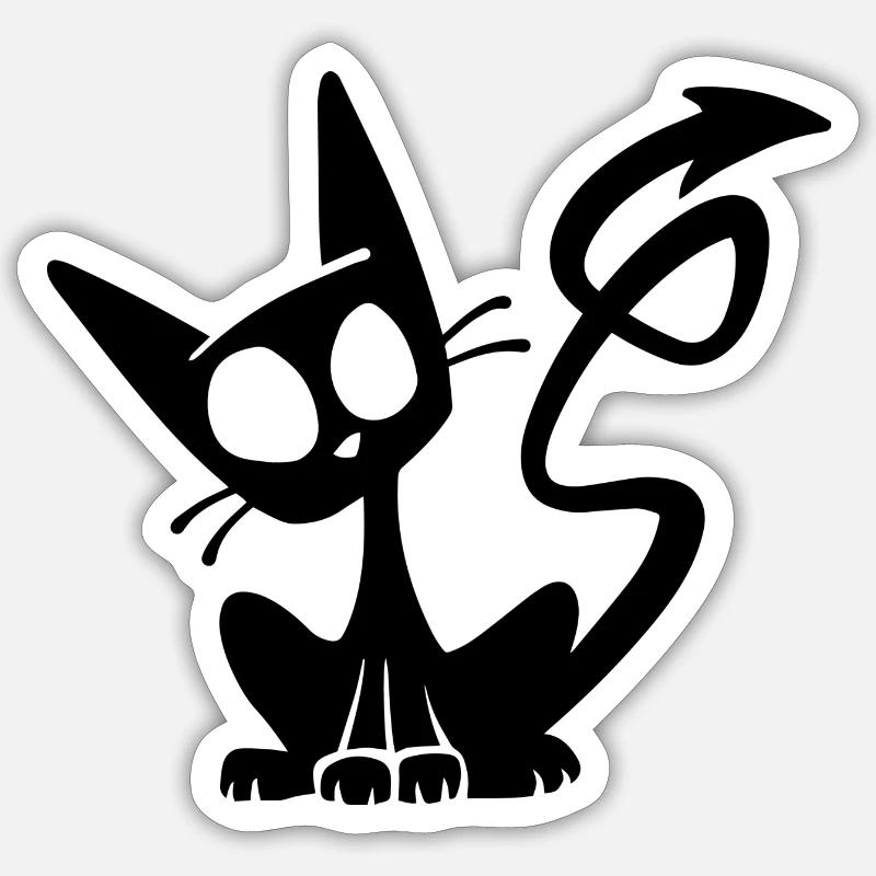 Teufel Schwarze Katze - Sticker Größe S (10 x 10 cm) - Mattweiß