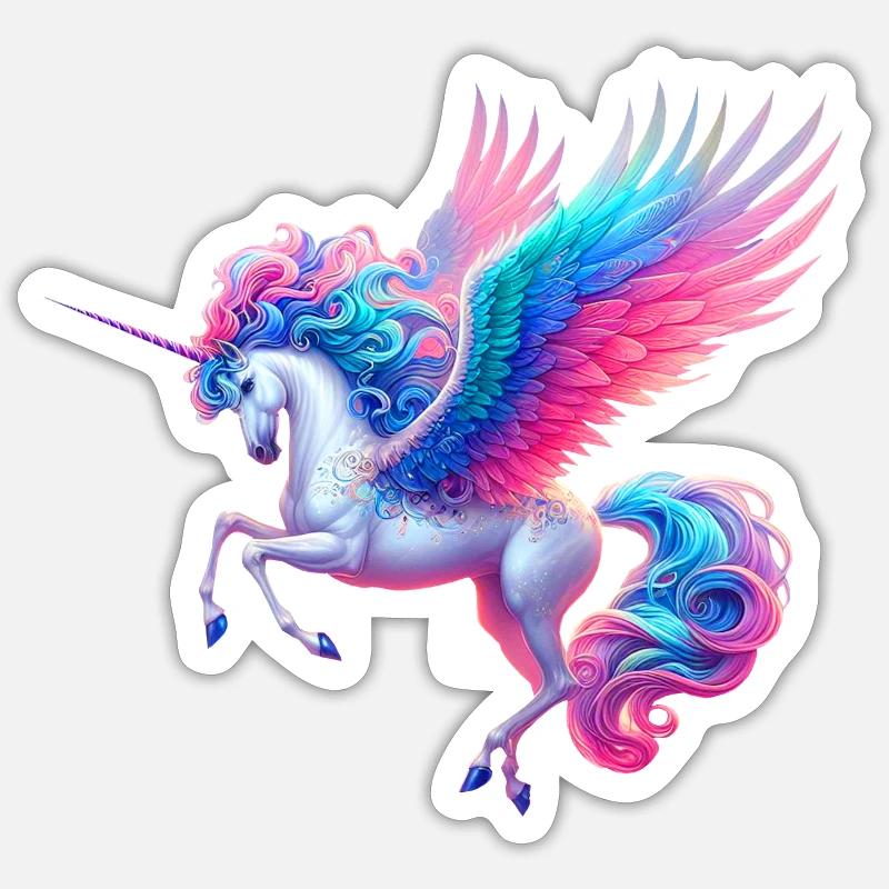 Licorne (02) - Sticker taille S (10 x 10 cm) - blanc mat