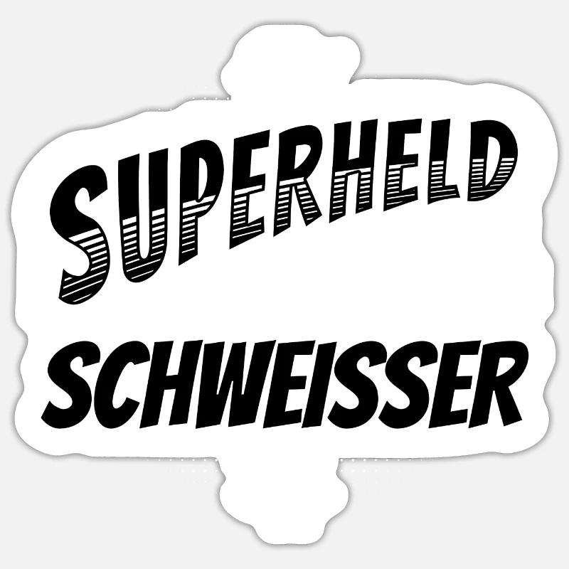 Superheld, clever getarnt als Schweisser - Sticker Größe S (10 x 10 cm) - Mattweiß