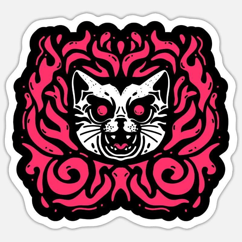 Demon Cat - Sticker size S (10 x 10 cm) - white matte