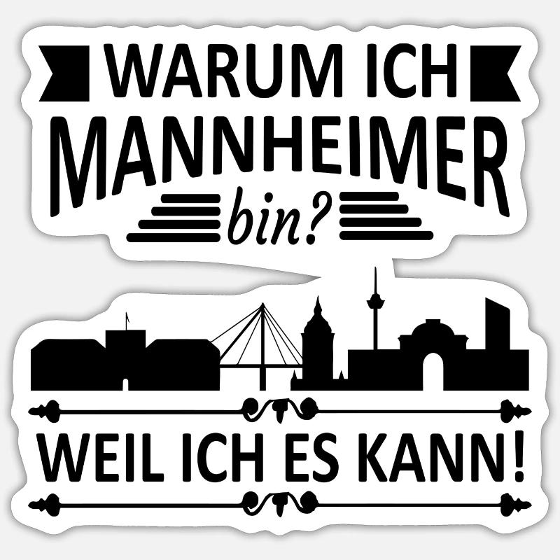 Mannheim Monnem Mannheimat - Sticker taille S (10 x 10 cm) - blanc mat
