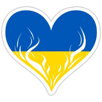 Ukraine Heart - Sticker size S (10 x 10 cm) - white matte - Front