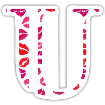 Lettre u bisous - Sticker taille S (10 x 10 cm) - blanc mat - Devant