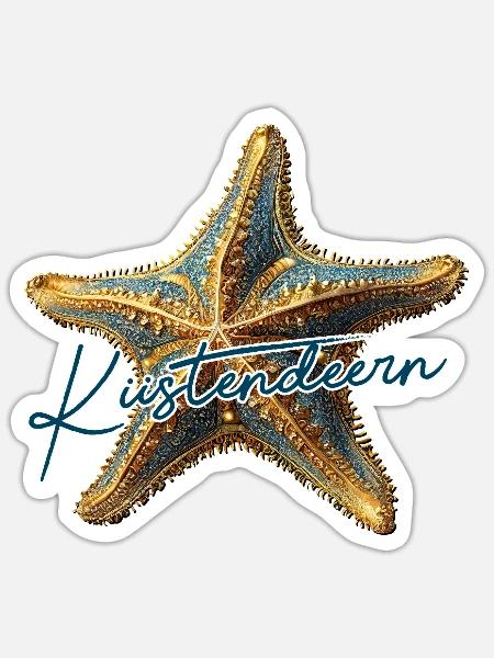 Küstendeern barocker Seestern - Sticker Größe S (10 x 10 cm) - Mattweiß