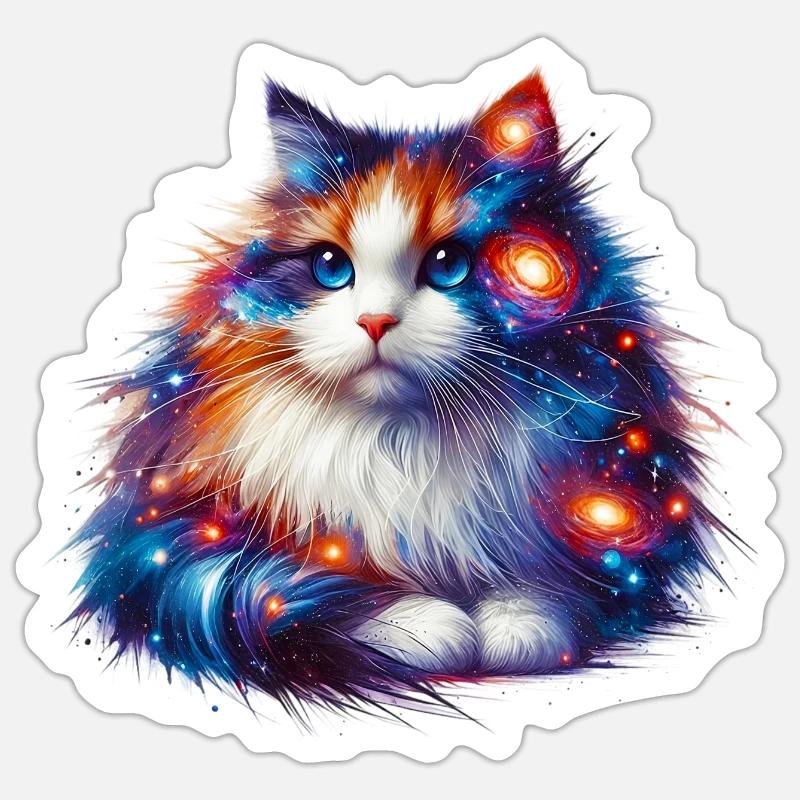 Chat - Sticker taille S (10 x 10 cm) - blanc mat