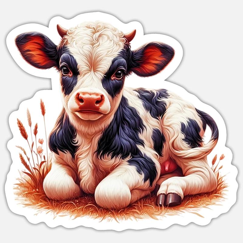 Mucca - Sticker formato S (10 x 10 cm) - bianco opaco