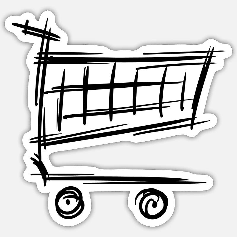 Panier Vide, Dessin, Symbole D’achat Sticker taille S (10 x 10 cm)