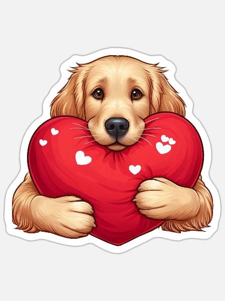 Labradoe Retriever Liebe - Sticker Größe S (10 x 10 cm) - Mattweiß