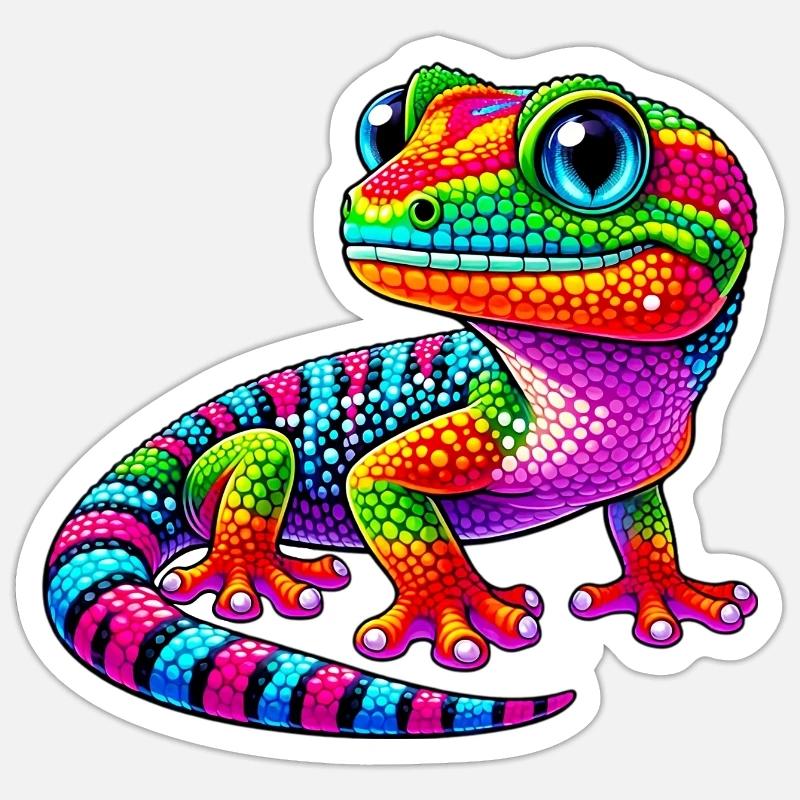Gecko - Sticker taille S (10 x 10 cm) - blanc mat