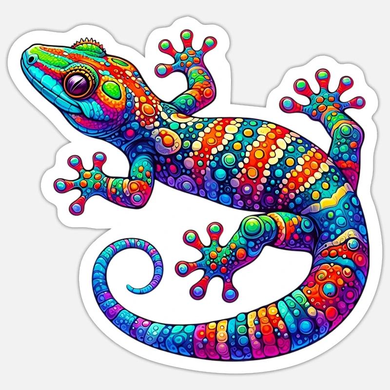 Gecko - Sticker taille S (10 x 10 cm) - blanc mat