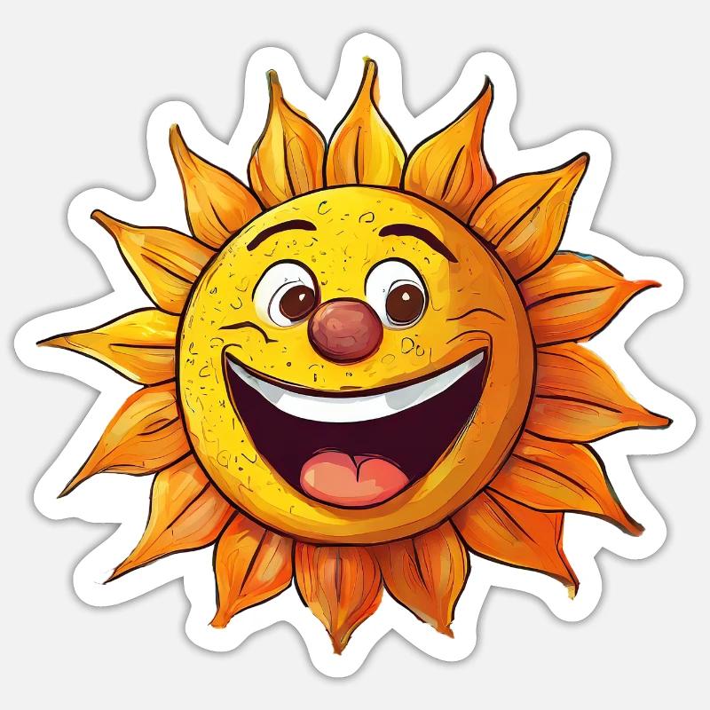 lachende Sonne mit Gesicht Sticker Größe S (10 x 10 cm)