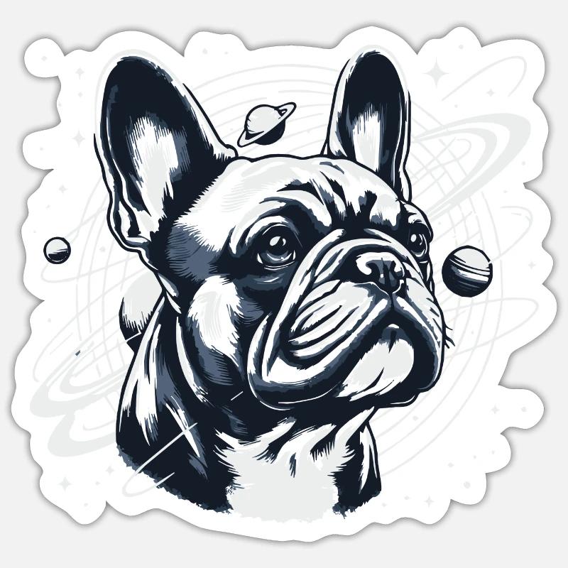 Frenchi dans l’espace 3 - Sticker taille S (10 x 10 cm) - blanc mat