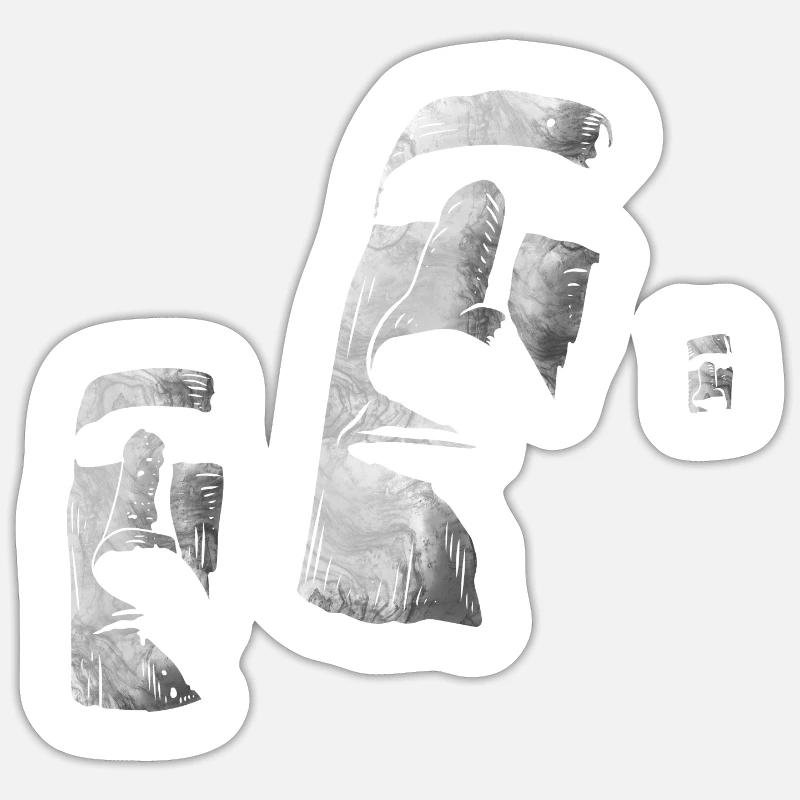 Moai Heads Easter Island Polynesia - Sticker size S (10 x 10 cm) - white matte