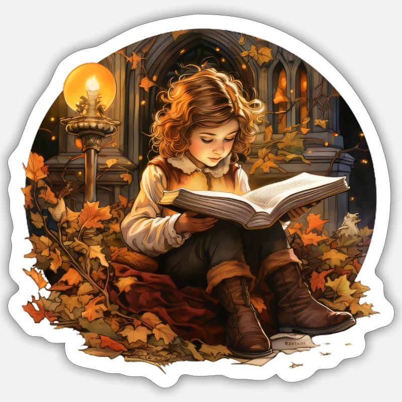 lesendes Kind - Sticker Größe S (10 x 10 cm) - Mattweiß