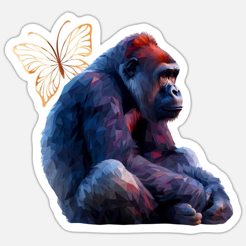 Affe - Sticker Größe S (10 x 10 cm) - Mattweiß