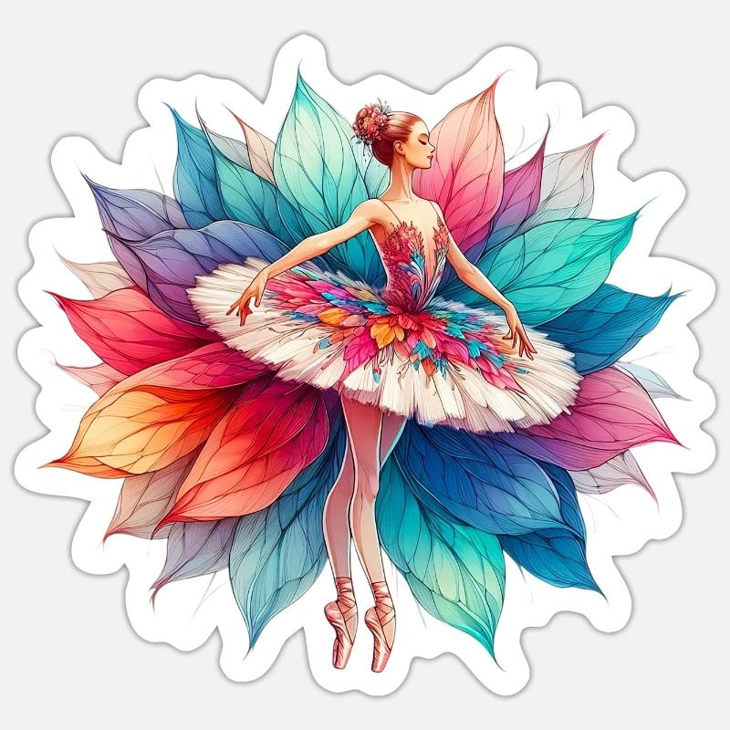 Danseuse de ballet avec tutu - Sticker taille S (10 x 10 cm) - blanc mat