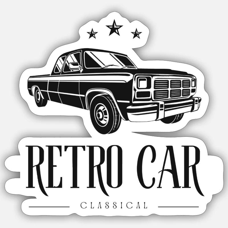 Voiture rétro oldtimer classique - Sticker taille S (10 x 10 cm) - blanc mat