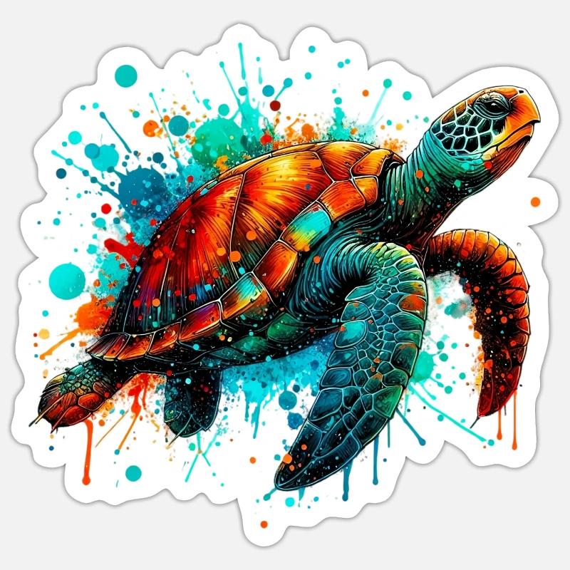 Tortue - Sticker taille S (10 x 10 cm) - blanc mat