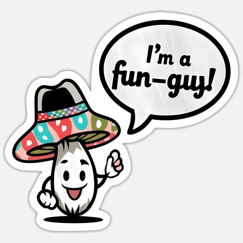 Fun-Guy Mushroom Speech Bubble Art numérique Sticker taille S (10 x 10 cm)
