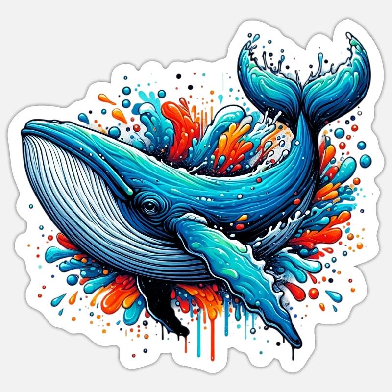 Wal - Sticker Größe S (10 x 10 cm) - Mattweiß