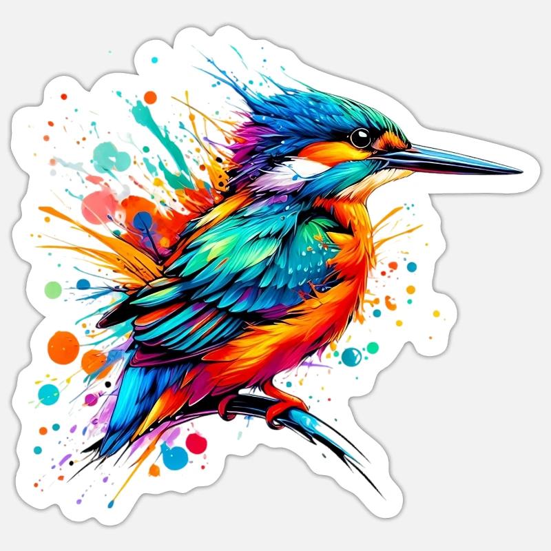 Martin-pêcheur - Sticker taille S (10 x 10 cm) - blanc mat