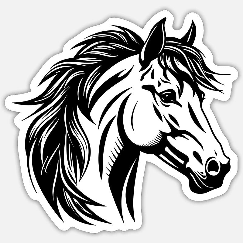Pferdeportrait - Sticker Größe S (10 x 10 cm) - Mattweiß