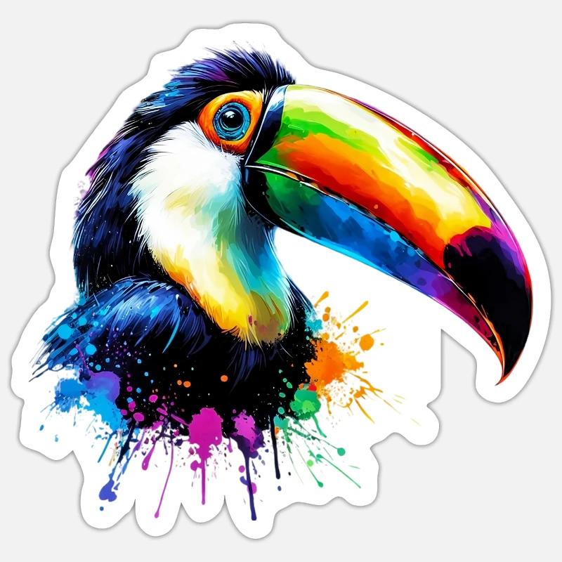 Toucan - Sticker taille S (10 x 10 cm) - blanc mat