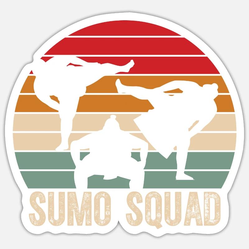 Sumo-Trupp - Sticker Größe S (10 x 10 cm) - Mattweiß