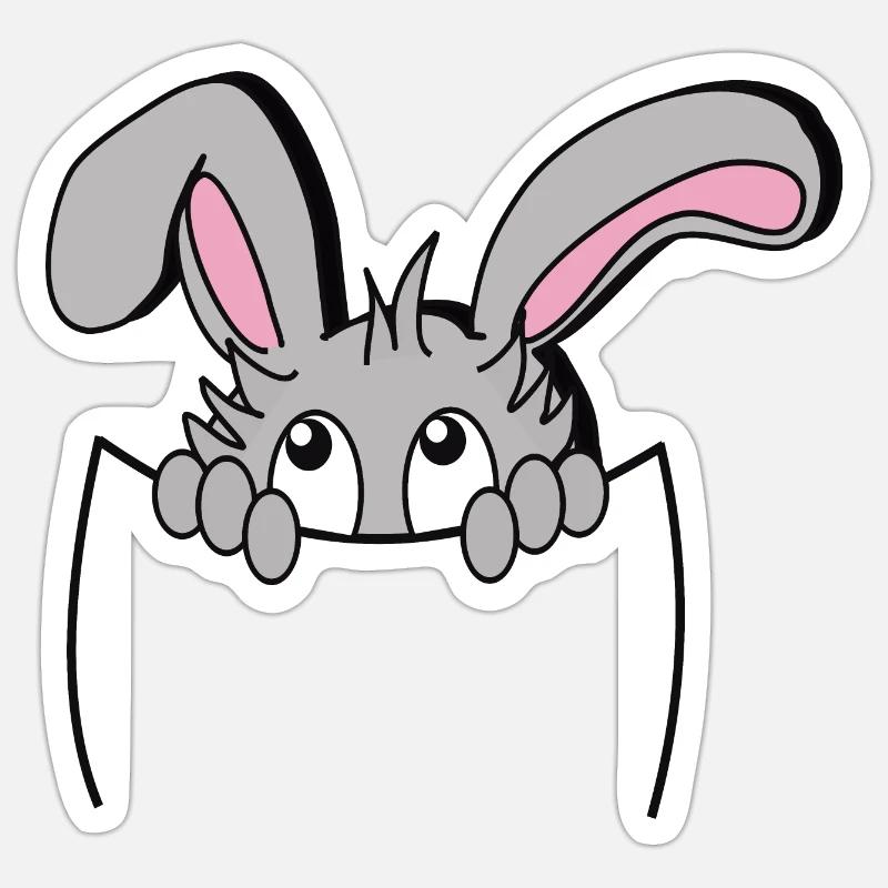 Lapin mignon dans poche, so cute! - Sticker taille S (10 x 10 cm) - blanc mat