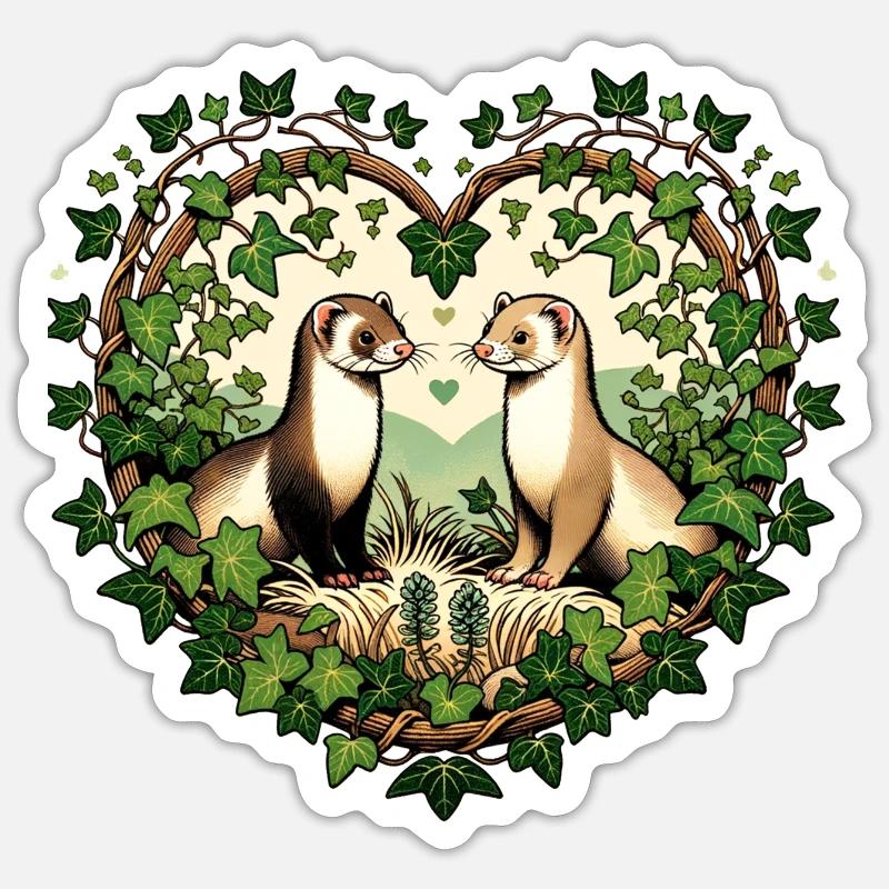 Frettchen Liebe - Sticker Größe S (10 x 10 cm) - Mattweiß